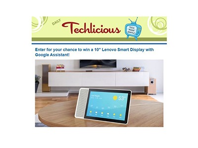Techlicious Lenovo Smart Display Sweepstakes