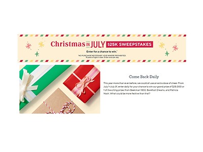 QVC Christmas in July Sweepstakes 2020