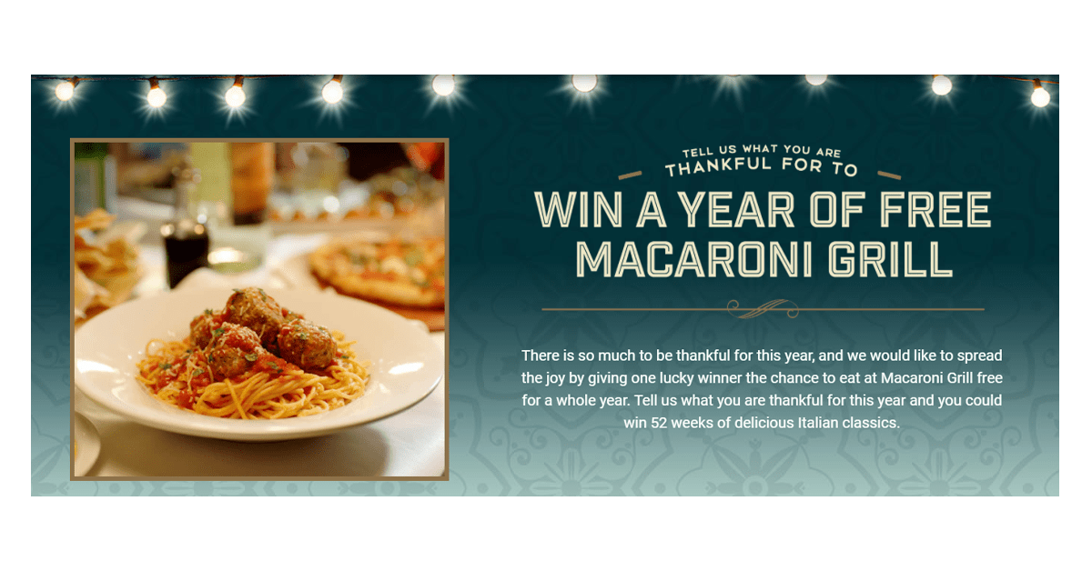 Macaroni Grill Thanksgiving Sweepstakes
