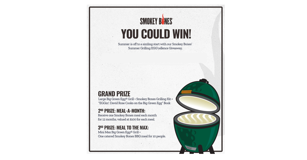 Smokey Bones Summer Grilling EGG'cellence Giveaway