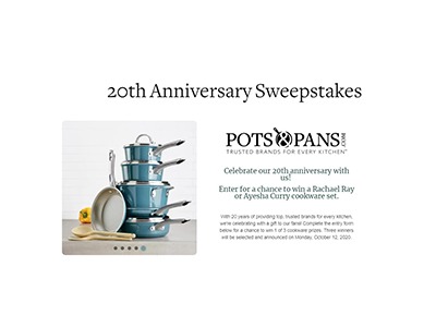 PotsandPans.com 20th Anniversary Sweepstakes