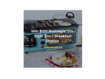 Win a Nostalgia ’50s-Style Breakfast Station and $500 Visa Gift Card