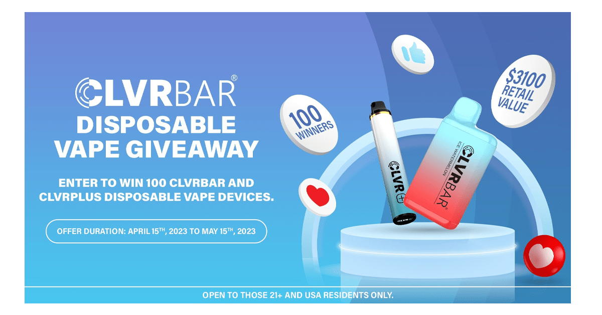 Win CLVRBar & CLVRPlus Disposable Vape Devices (